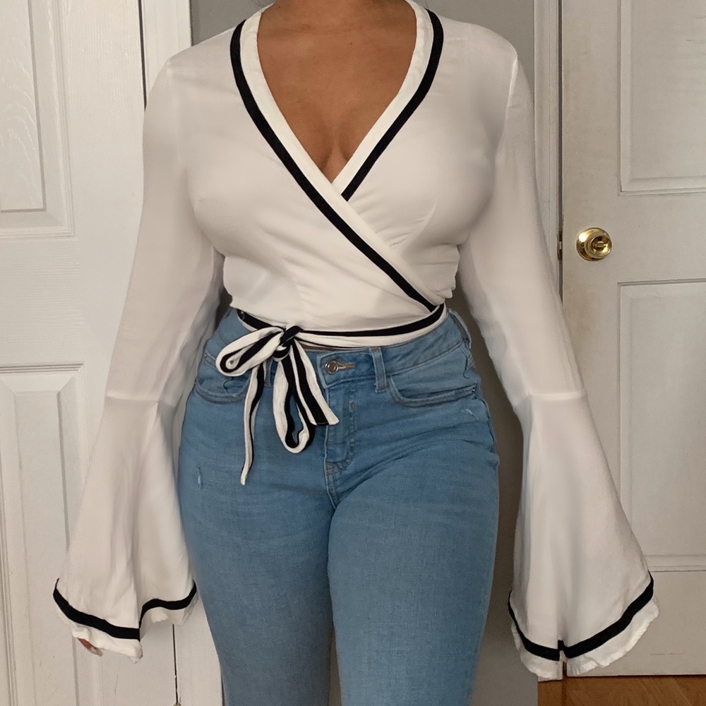 Bell sleeve wrap top